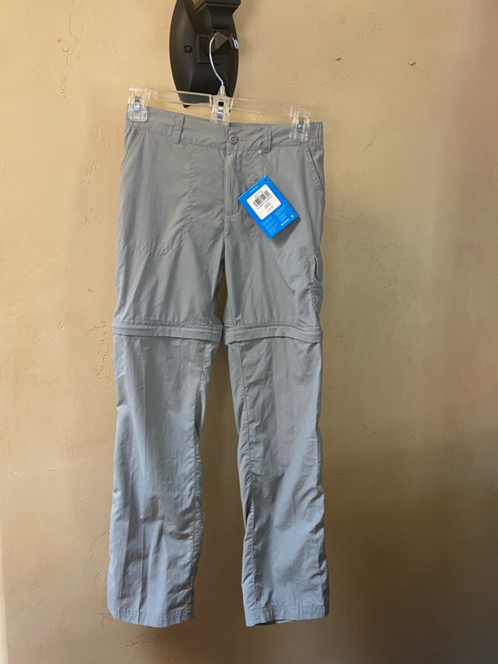 Sz M Columbia Youth (10-12) Light Gray Convertible Cargo Travel Pants NWT